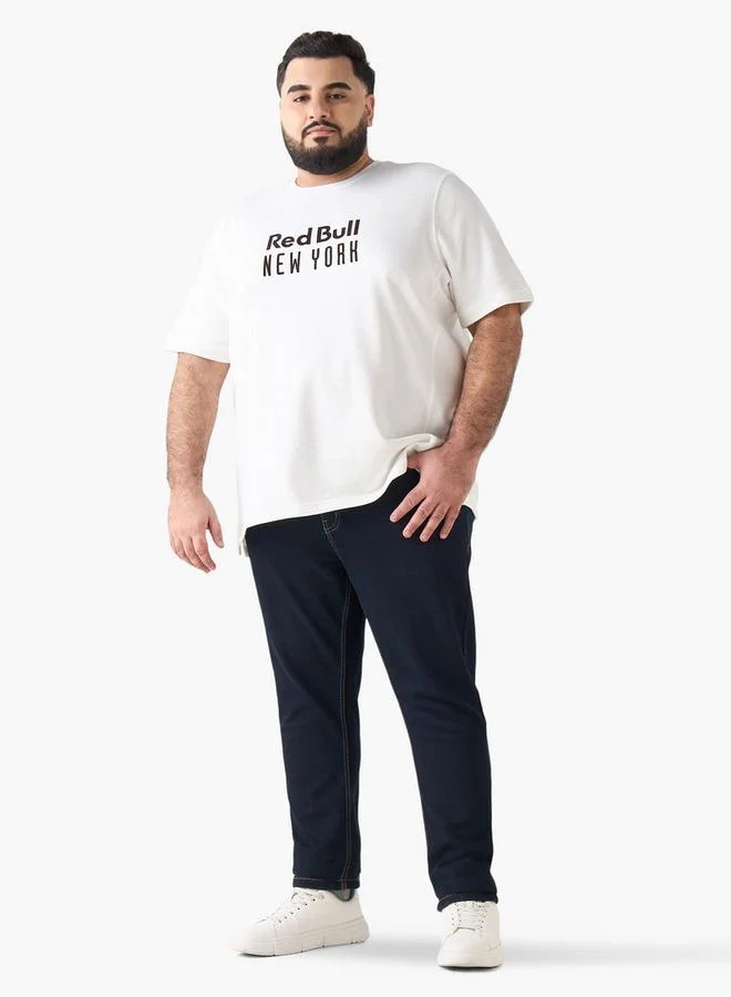 ماكسيم Men Regular Fit Round Neck Short Sleeve Red Bull New York Print T-shirt